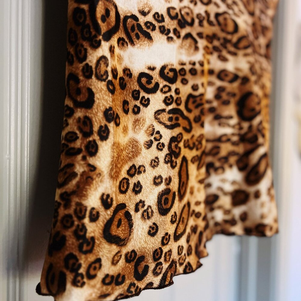 Vintage Y2K Leopard Print Tie-Neck Top Volia Medium Made in USA - Picture 5 of 8